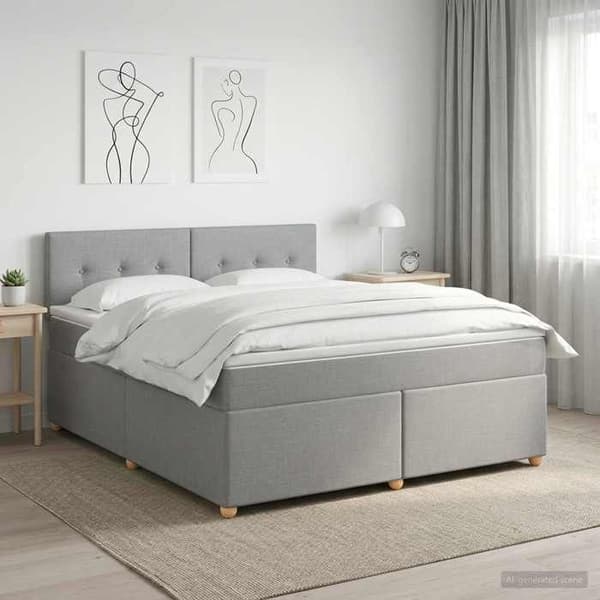 Maison Exclusive - Boxspring säng med madrass Ljusgrå 180 x 200 cm Tyg Ljusgrått