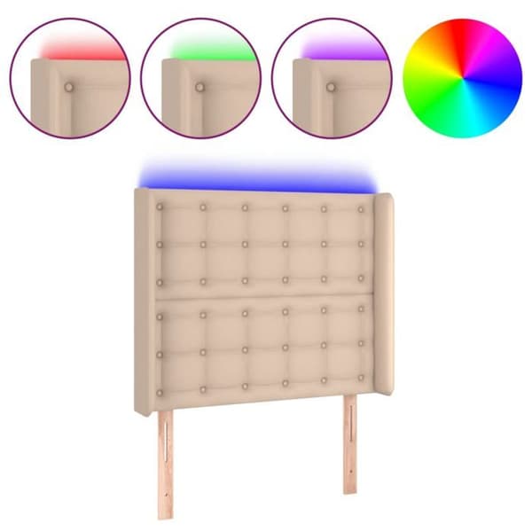 Maison Exclusive - LED Hovedgærde Cappuccino 93x16x118/128 cm Simil læder