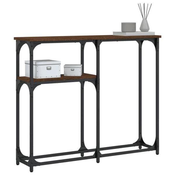 Maison Exclusive - Konsolbord i brunt egetræ 90x22,5x75 cm i ingeniørtræ Brun ek
