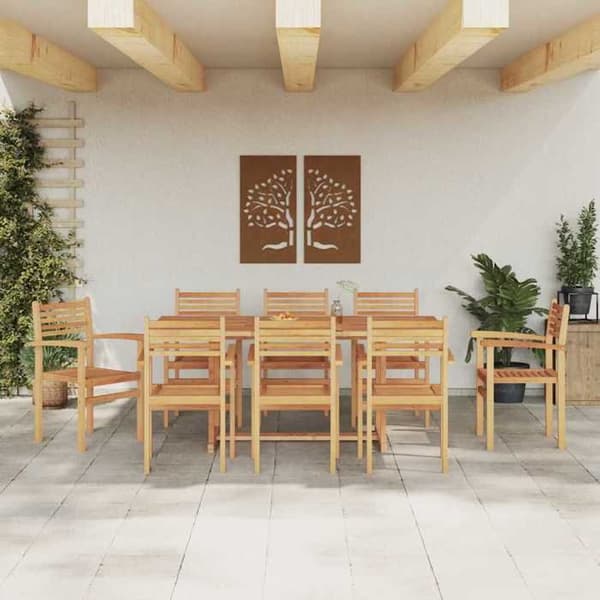 Utomhusstol - EXKLUSIVT HEM - Set om 8 - Massivt teak - Skulpterade armstöd - Brun brun