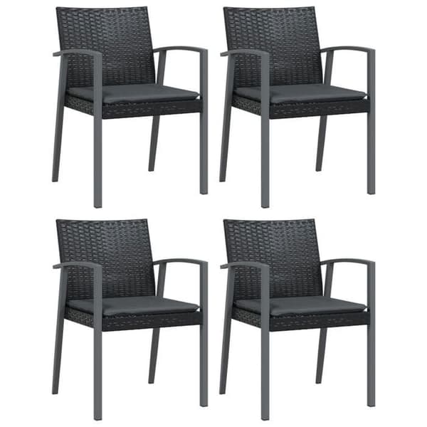 Trädgårdsmöbler - Set 5 delar Maison Exclusive - flätad resin - stålram - mörkgrå kuddar