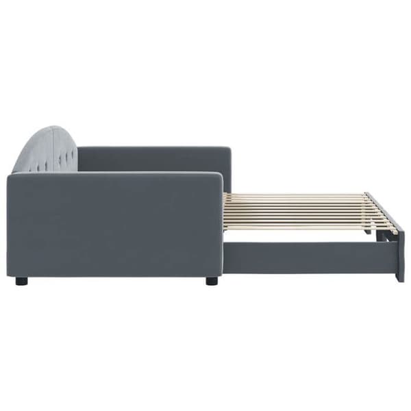 Dagsäng - EXKLUSIVT HUS - Utdragssäng 100x200 cm - Mörkgrå sammet - Lattsängbotten - 2 platser Mörkgrå
