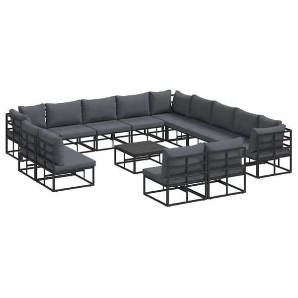 Maison Exclusive - Sæt af 14 pc have-sofaer Sort Aluminium Svart