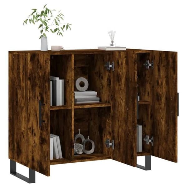 Maison Exclusive - Buffé ek rökig 90x34x80 cm ingenjörsträ