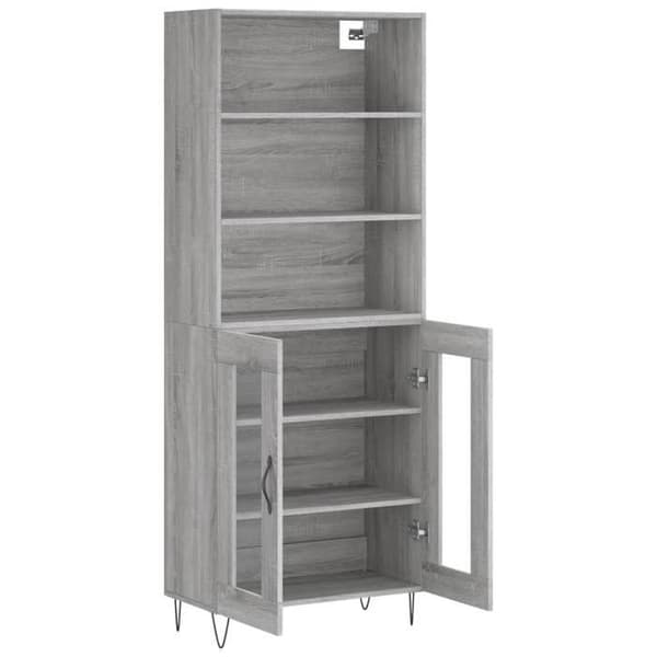 Maison Exclusive - Buffé hög Sonoma grå 69,5x34x180 cm Ingenjörsträ