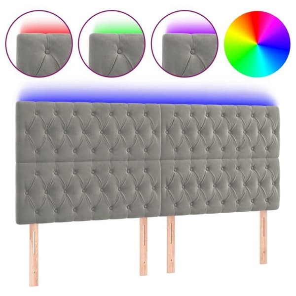 Maison Exclusive - LED-päätyharso Vaaleanharmaa 180x7x118/128 cm Sametti ljusgrått