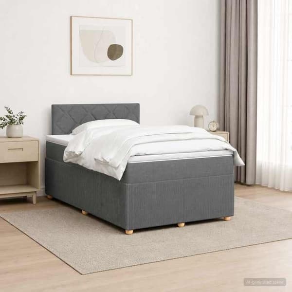 Maison Exclusive - Boxspring säng med madrass Mörkgrå 120 x 200 cm Tyg Mörkgrå