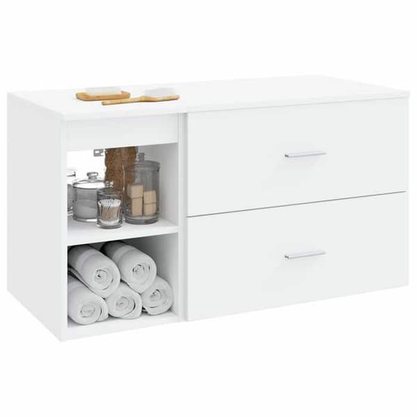 Badrumsmöbel - EXKLUSIV HEM - 2-delars set - Väggmonterad - Ingenjörsträ - Vit 62,5/30x44,5x50 cm Vit