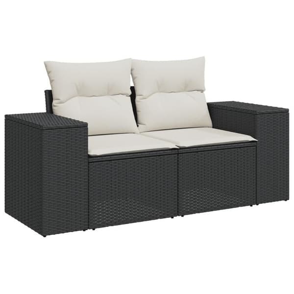 Maison Exclusive - Patio-sohvasetti Musta ja Kermanvalkoinen Svart
