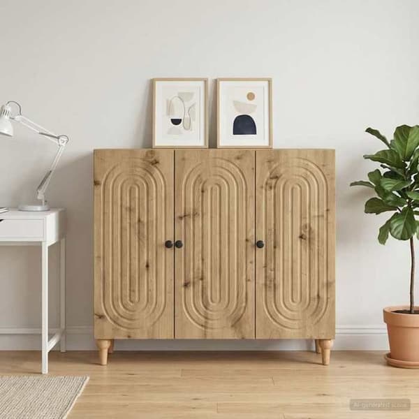 Maison Exclusive - Buffet i håndlavet egetræ 89 x 34,5 x 80 cm Ingeniørtræ
