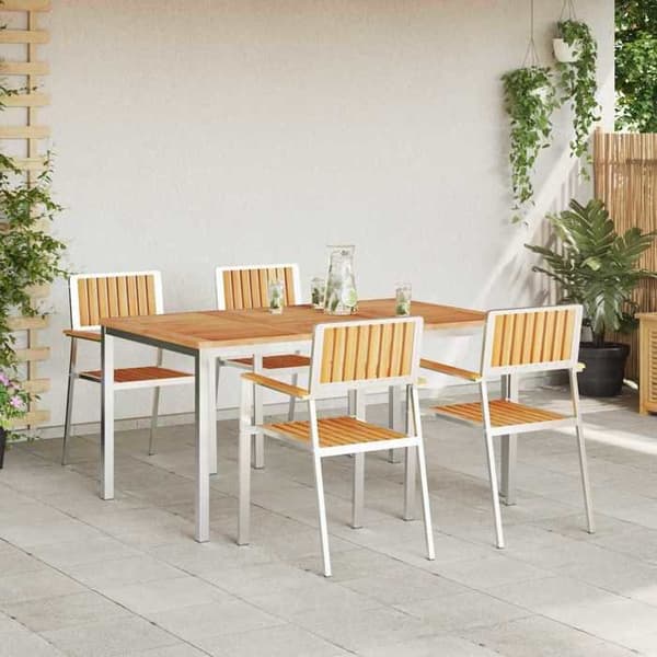 Utemöbelset - EXKLUSIV HUS - 5 delar 150x90x75 cm - Rostfritt stål - Rektangulär - Brun/silver brun