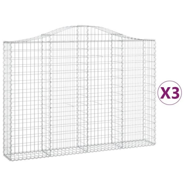 Gabionkorgar - Ej specificerad - 3 st - 200x30x140/160 cm - Galvaniserat järn - Silverfärgad Pengar