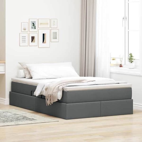Maison Exclusive - Seng med opbevaring og madras Mørkegrå 120 x 200 cm Polyester Mörkgrå