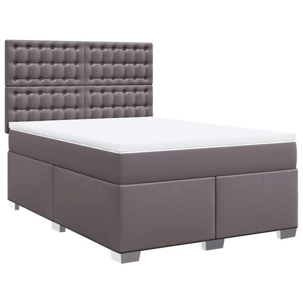 Maison Exclusive - Sängbotten med ribbor och grå madrass 140x190 cm konstläder