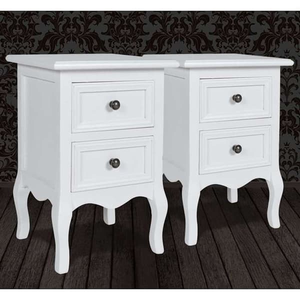 Maison Exclusive - Natbord 2 stk med 2 skuffer MDF Hvid