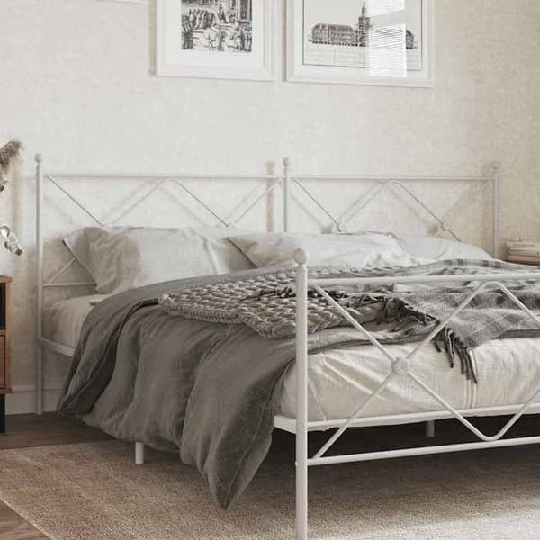 Hovedgærde - EKSKLUSIV HUS - 193 cm - hvid metal - robust stål - stabile ben Vit
