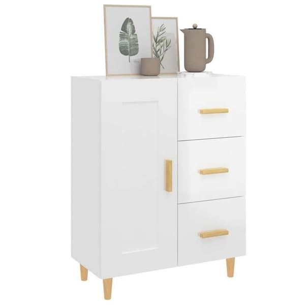 Maison Exclusive - Buffé Vit glänsande 69,5x34x90 cm Ingenjörsträ