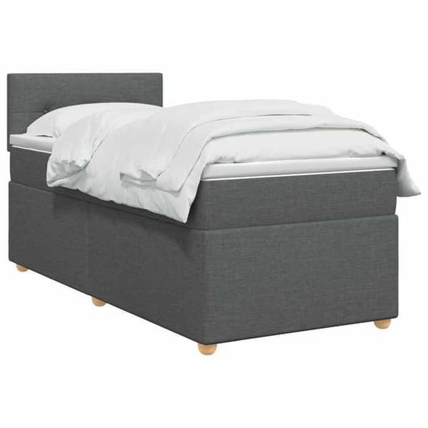 Ljust boxspring - MAISON EXCLUSIVE - 100 x 200 cm - Tyg - Mörkgrå - Medium fasthet madrass Mörkgrå
