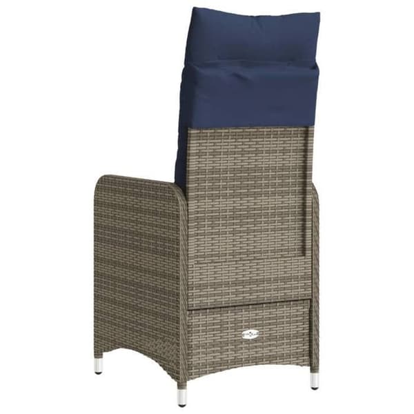 Maison Exclusive - Set med 2 lutande trädgårdsstolar med grå flätad resin kuddar