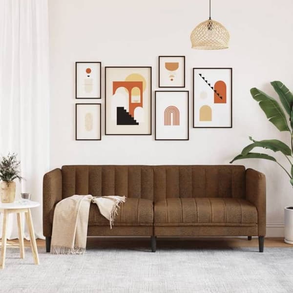 Maison Exclusive - Soffa för 2 personer i brun konstläder mocka