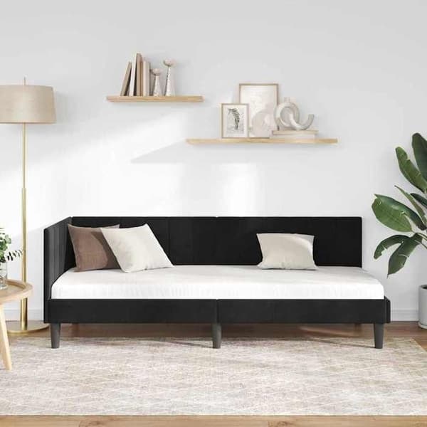 Maison Exclusive - Musta kulmasänky 80 cm x 200 cm Sametti