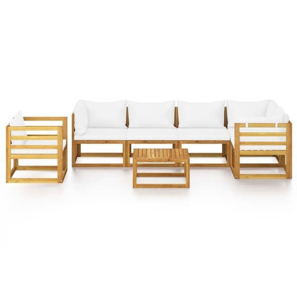 Maison Exclusive - Trädgårdsmöbler 7 delar med kuddar Creme Solid akaciaträ