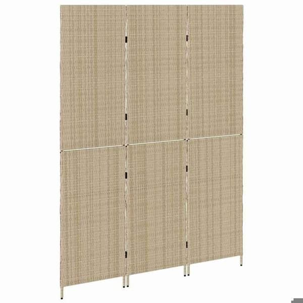 Paravent - EKSKLUSIV HUS - 147 x 180 cm - Polyrotin - Sammenklappelig - Mat finish beige