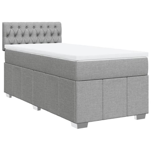 Maison Exclusive - Sengebund med lameller og madras Lys grå 90x200 cm Stof