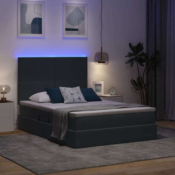 Maison Exclusive - LED opbevaringsseng med madras Mørkegrå 140 x 190 cm Mörkgrå