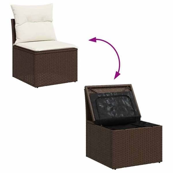 Maison Exclusive - Trädgårdsmöbler med kuddar 5 delar brun flätad resin