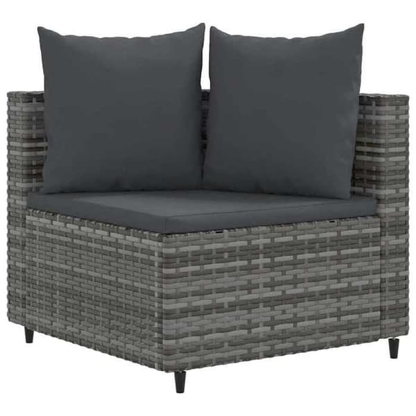 Maison Exclusive - Trädgårdsmöbler med kuddar 7 delar grå flätad resin