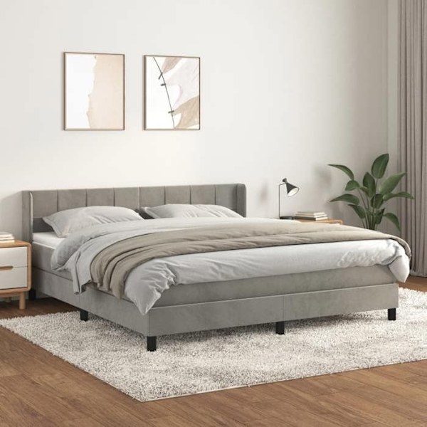 Maison Exclusive - Seng solid bund med socker og madras Grå 160x200cm Velour