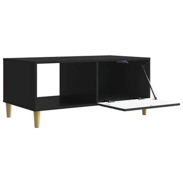 Bord - EKSKLUSIV HUS - 90 x 50 x 40 cm - Sort - Ingeniørtræ - Eucalyptus ben & hylde Svart
