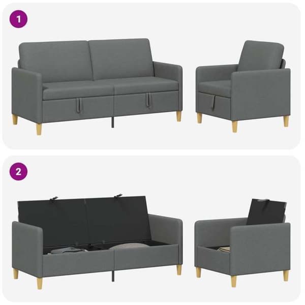 Maison Exclusive - Soffa med förvaring 2 delar 4 platser Mörkgrå 172 x 78 x 87 cm Mörkgrå