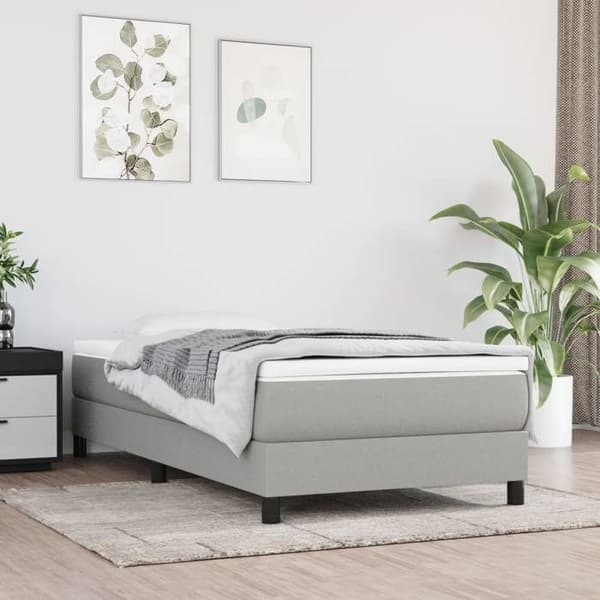 Maison Exclusive - Sängram med lameller ljusgrå 90x190 cm tyg ljusgrått