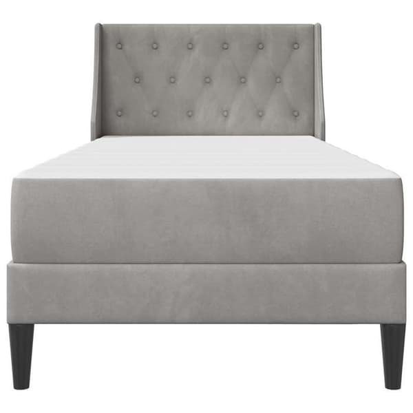 Maison Exclusive - Sängram med madrass Ljusgrå 90 x 190 cm Sammet