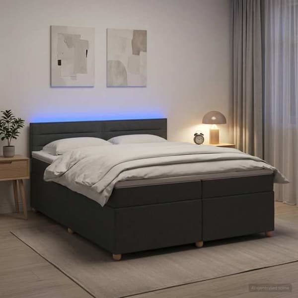 Maison Exclusive - Boxspring seng med madras Mørkegrå 200 x 200 cm Stof Mörkgrå