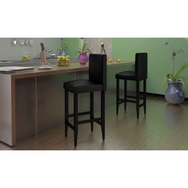 Maison Exclusive - Barstolar set om 4 svart konstläder Svart