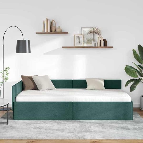 Maison Exclusive - Mørkegrøn hjørneseng 90 cm x 190 cm stof