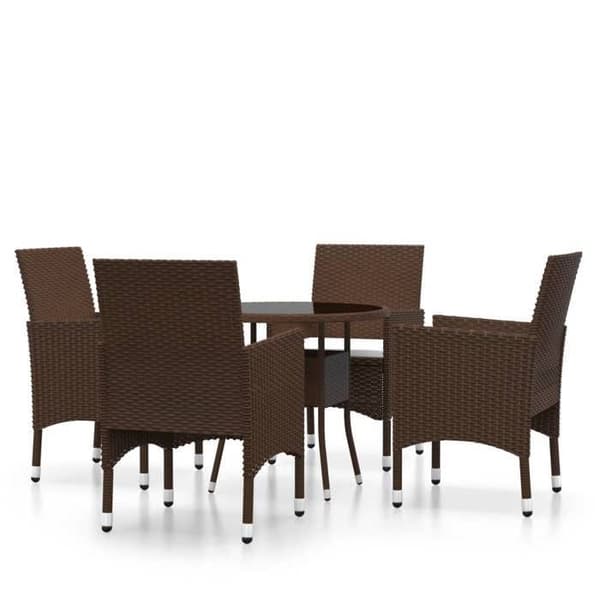 Maison Exclusive - Trädgårdsset 5 delar Flätad resin Brun brun