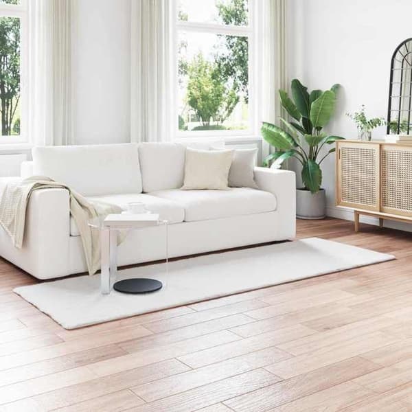 Matto - MAISON EXCLUSIVE - OLITE - Tekokarva polyesteri - Liukumaton - 80 x 250 cm Vit