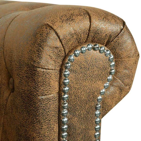 Maison Exclusive - Chesterfield soffa 3 platser i konstläder brun