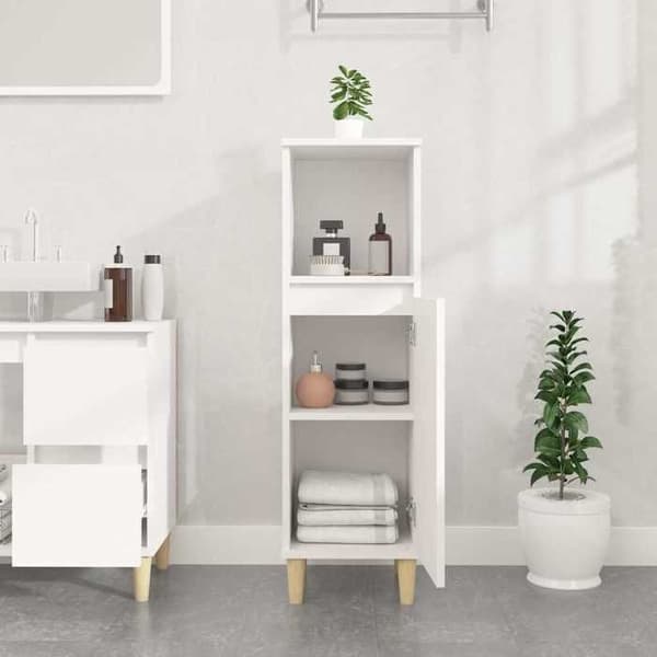 Maison Exclusive - Badrumsskåp vit 30x30x100 cm ingenjörsträ Vit