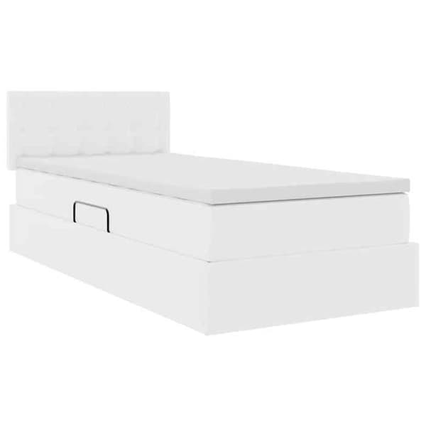 Maison Exclusive - Seng med LED-bånd Hvid 100 x 200 cm Syntetisk læder ren vit