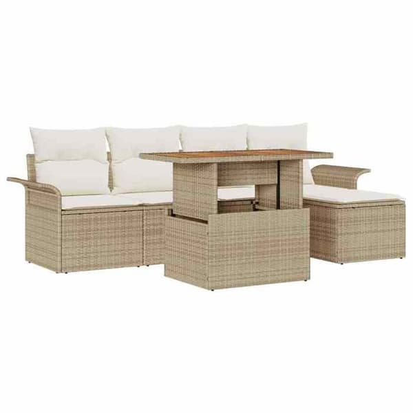 Maison Exclusive - 6-delars trädgårdsoff-set Beige Polyrotting