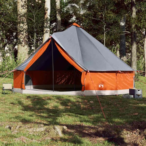 Maison Exclusive - Perhe-teltta tipi 12 hengelle harmaa ja oranssi vedenpitävä