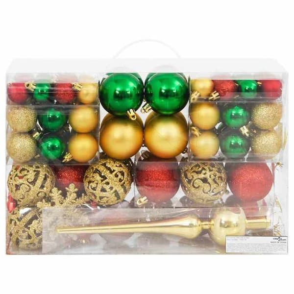 Maison Exclusive - Set med julkulor 112 st röd grön guld polystyren
