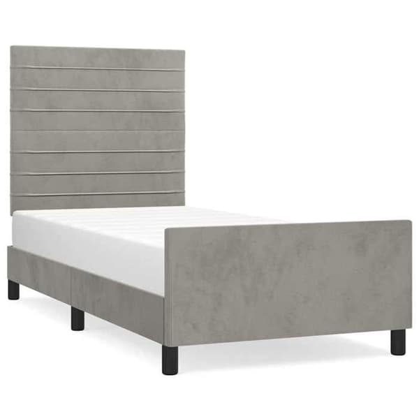 Maison Exclusive - Sängram utan madrass ljusgrå 90x200 cm sammet