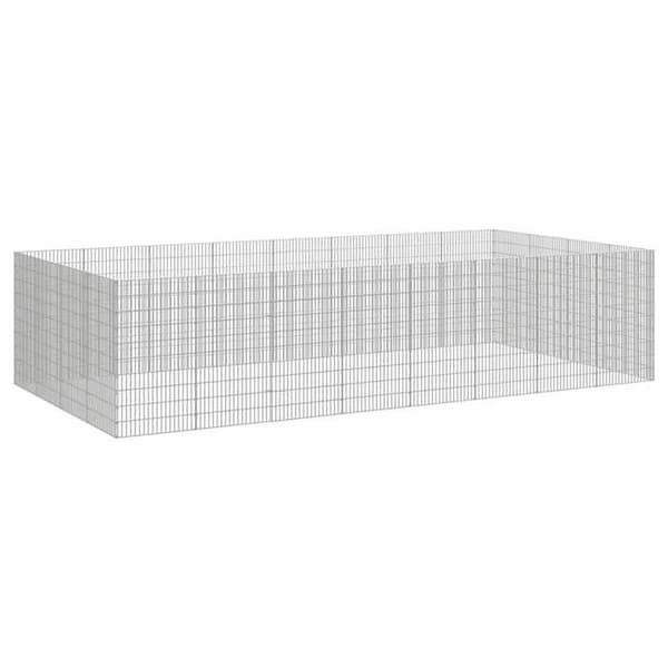 Djurinhägnad - EXKLUSIVT HUS - 24 paneler - Galvaniserat stål - Grå - Att montera själv