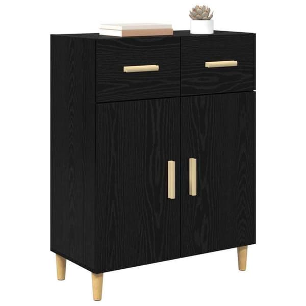 Maison Exclusive - Buffet Sort egetræ 34 x 69,5 x 89 cm Ingeniørtræ svart ek